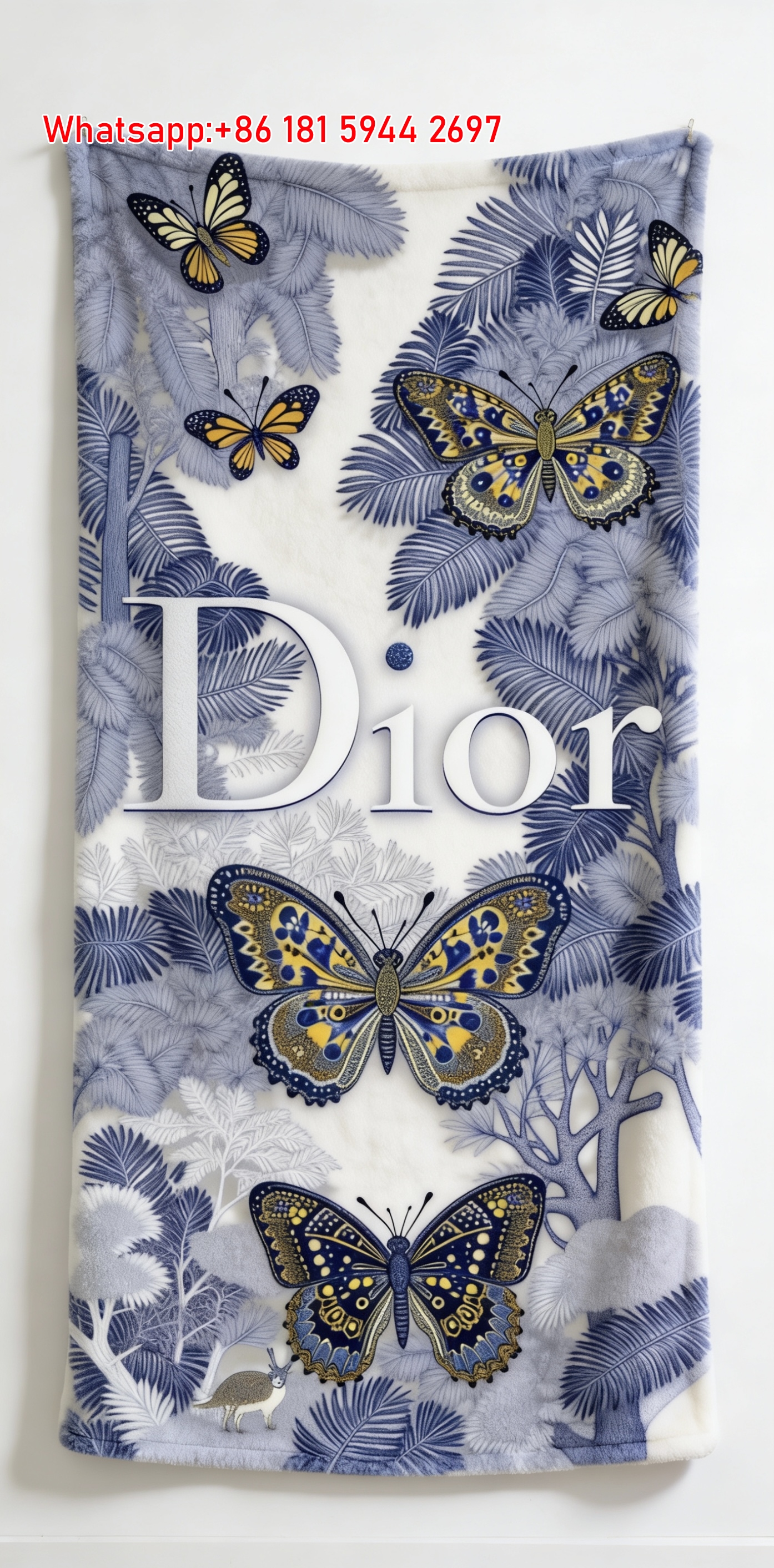 Dior Butterfly Print Flannel Sofa Throw Blanket D055